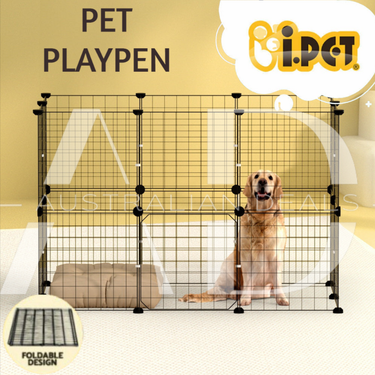 i.Pet Pet Dog Playpen Enclosure Cage 20 Panel Puppy Fence Play Pen Foldable Metal