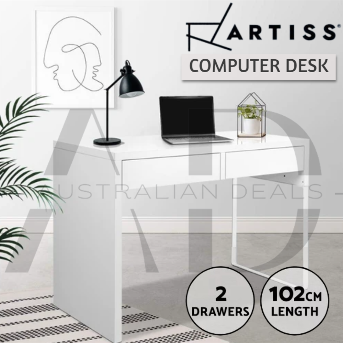 Artiss Computer Desk Drawer White 102CM