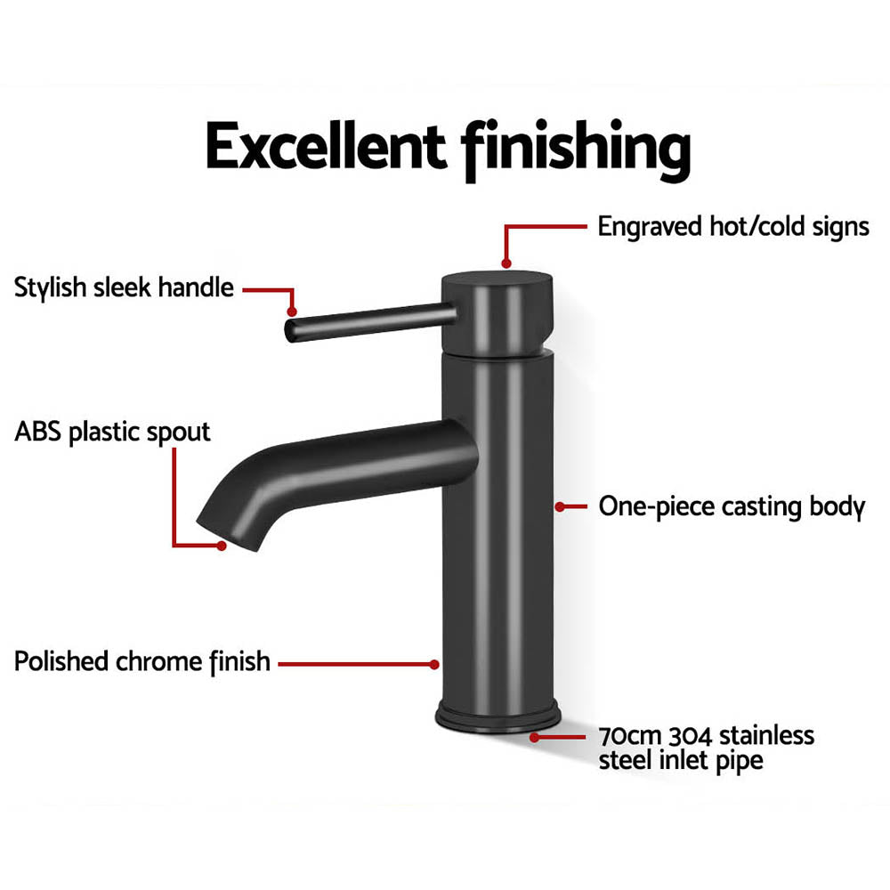 Cefito Bathroom Taps Basin Mixer Tap Faucet Sink Laundry Brass Swivel Black