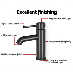 Cefito Bathroom Taps Basin Mixer Tap Faucet Sink Laundry Brass Swivel Black