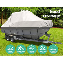 Seamanship Boat Cover 25-27ft Trailerable Jumbo Marine 600D Heavy Duty Grey