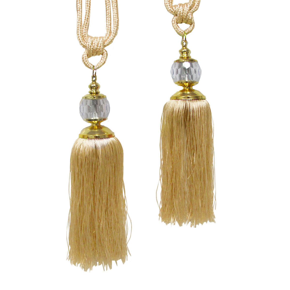 Elizabeth Pair of Curtain Tassel Rope Ties Champagne/Gold