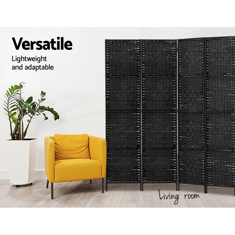 Artiss 4 Panel Room Divider Screen Privacy Dividers Stand Fold Woven Bk