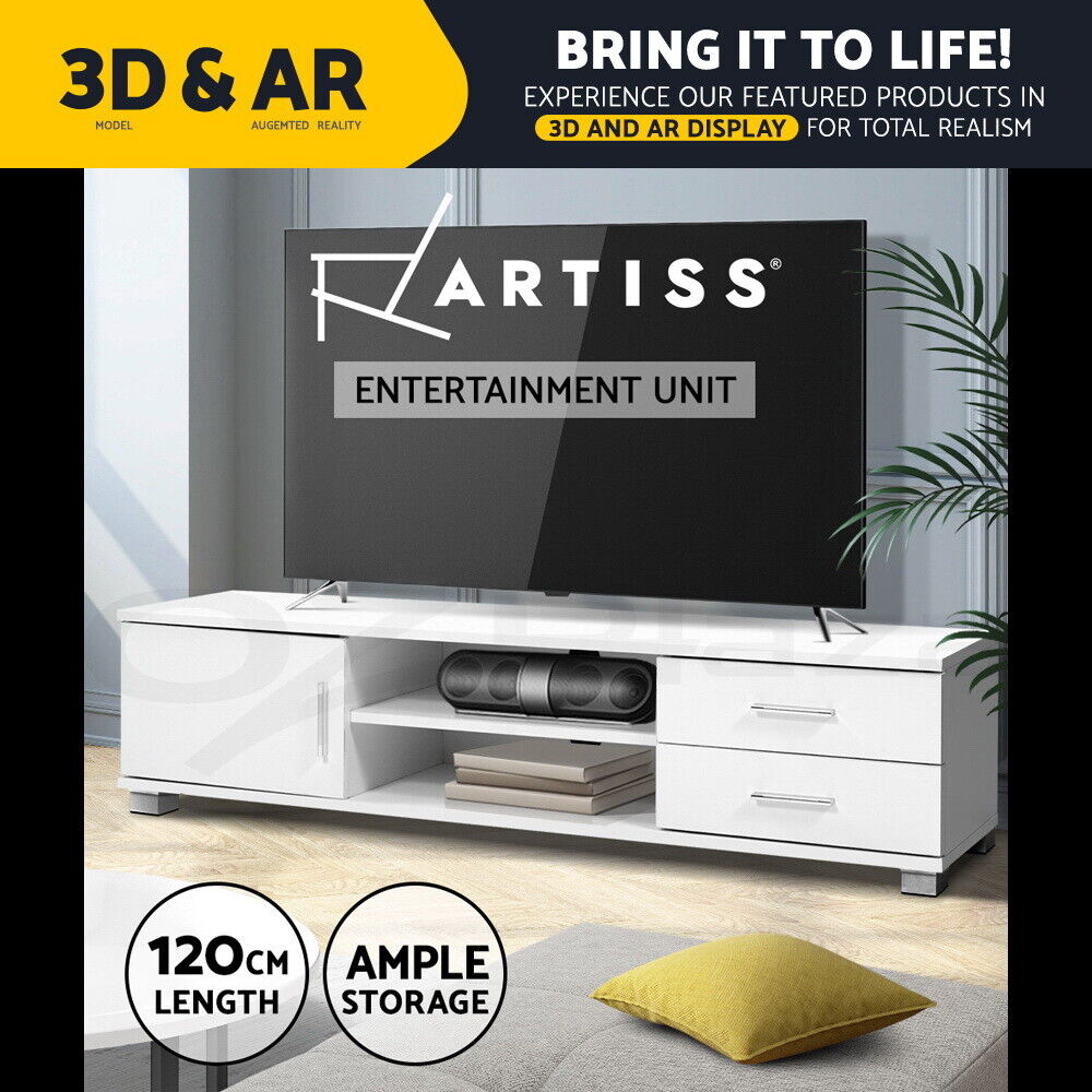 Artiss TV Cabinet Entertainment Unit Stand Storage Drawers Shelf 120cm White