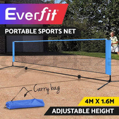 Everfit 4m Badminton Tennis Net Portable Volleyball Kit Adjustable Height