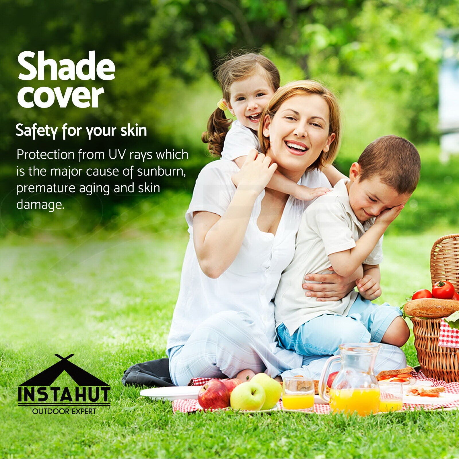 Instahut Shade Sail 5x6m Rectangle 280GSM 98% Sand Shade Cloth