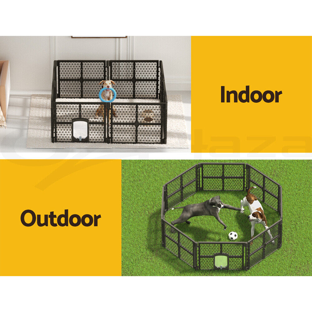 i.Pet Dog Playpen Enclosure 8 Panel Pet Fence Plastic Play Pen