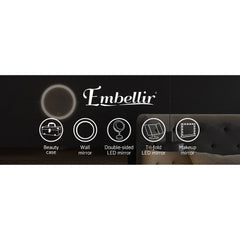 Embellir Makeup Mirror LED Light Cosmetic Round 360-Degree Rotation 10X Magnifying