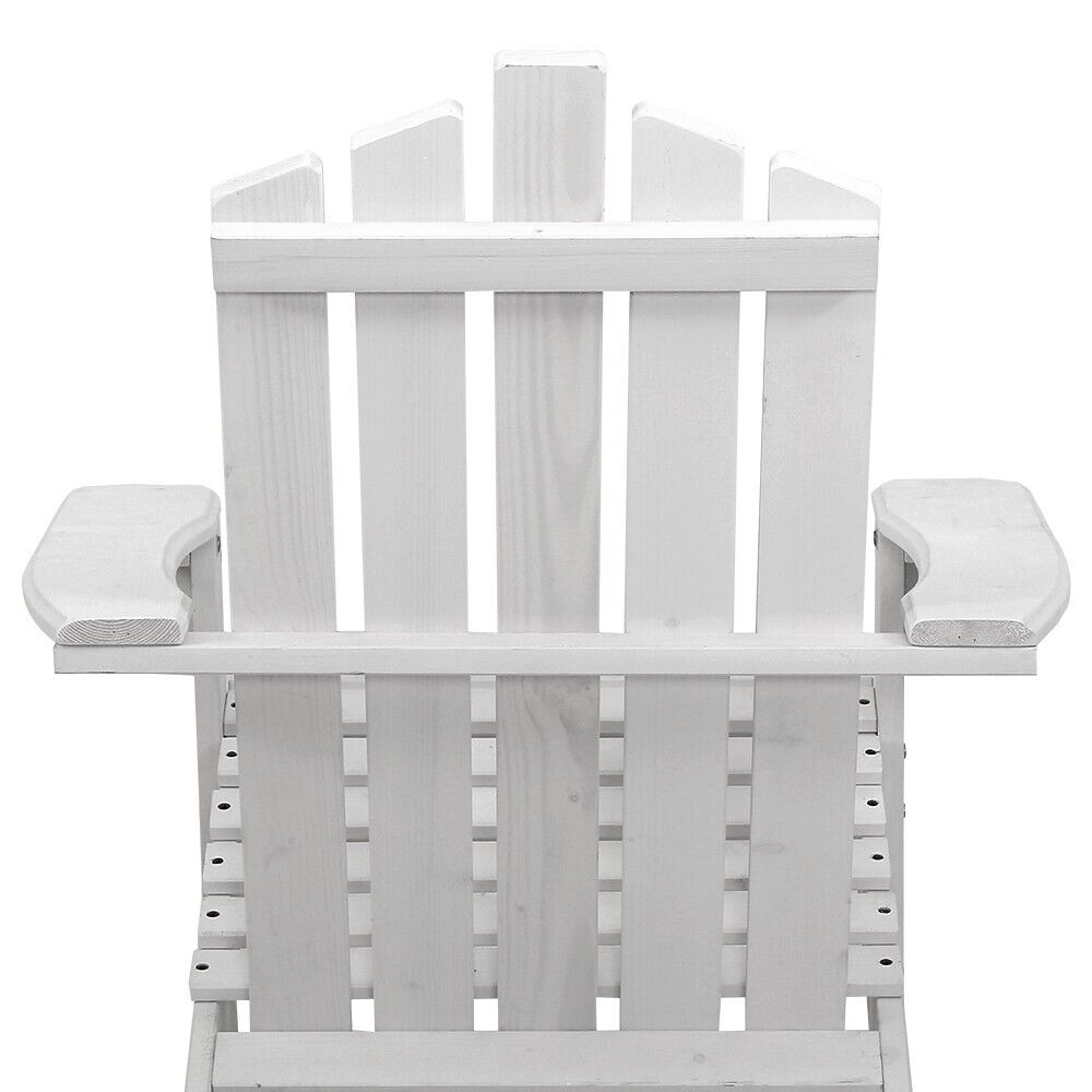 Gardeon Adirondack Outdoor Chairs Wooden Foldable Beach Chair Patio Furniture White