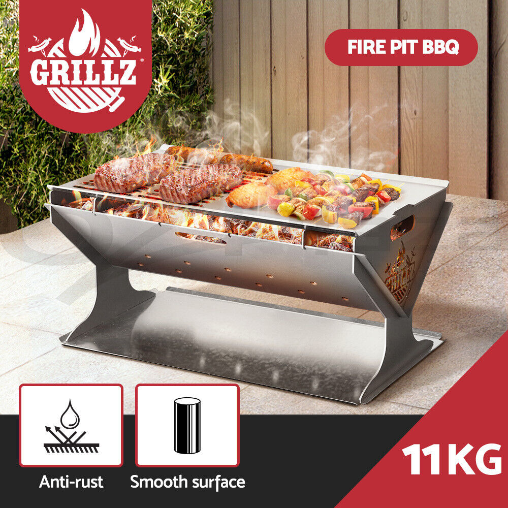 Grillz Fire Pit BBQ Grill Steel