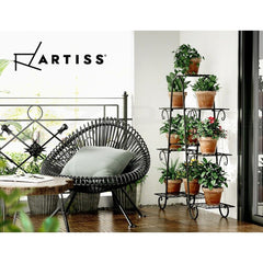 Artiss Plant Stand 9 Tier Metal Flower Pot Shelf Black