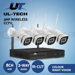 UL-tech Wireless CCTV Security System 8CH NVR 3MP 4 Square Cameras