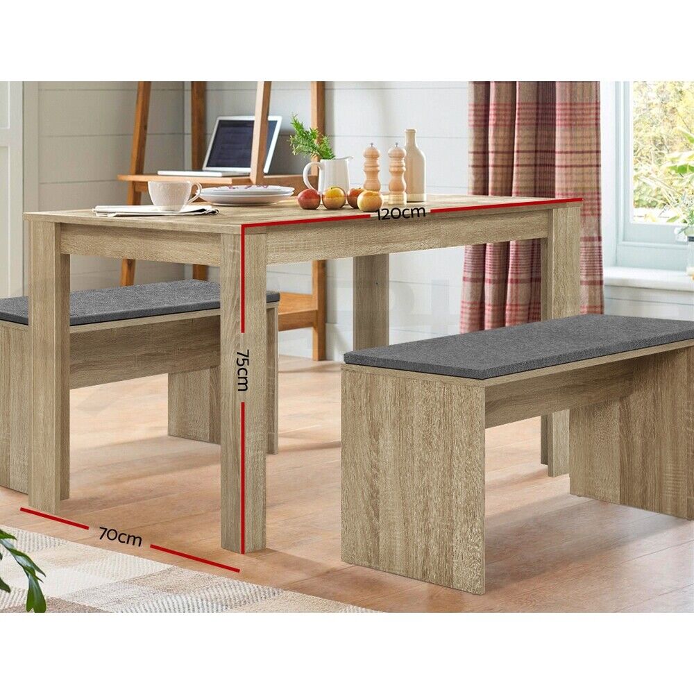 Artiss Dining Table Rectangular 4 Seater 120CM Oak Natu