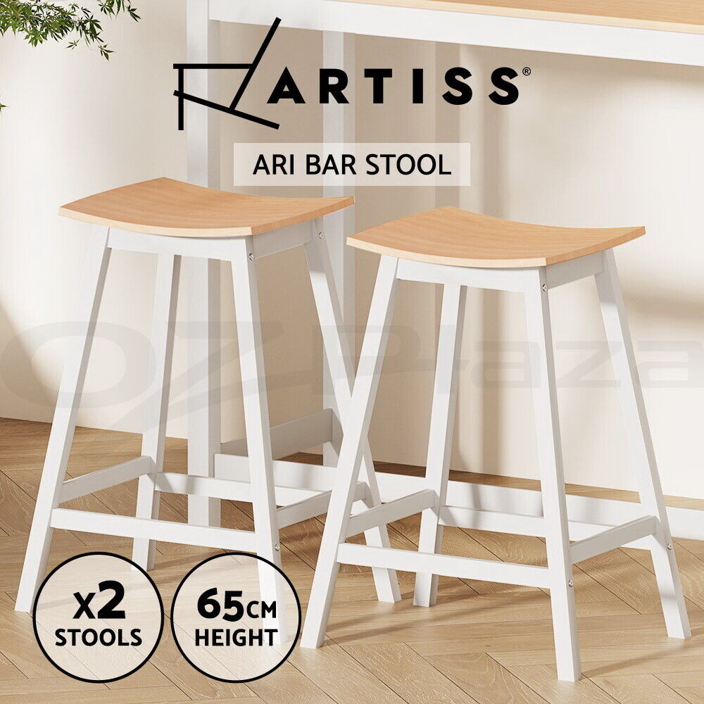 Artiss 2x Bar Stools Wooden Bar Stool Dining Chairs Kitchen Barstools Oak