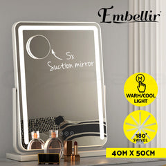 Embellir Makeup Mirror with Lights Hollywood Vanity LED Mirrors White 40X50CM