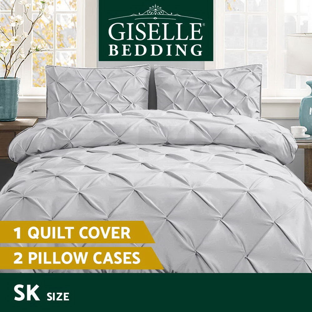 Giselle Bedding Quilt Cover Set Diamond Grey Super King