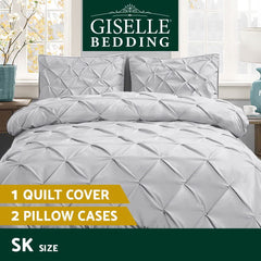 Giselle Bedding Quilt Cover Set Diamond Grey Super King