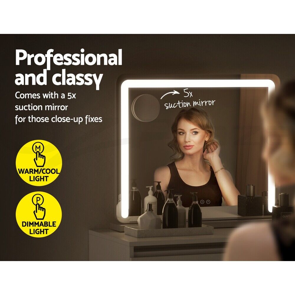 Embellir Makeup Mirror With Light Hollywood Vanity LED Mirrors White 50X60CM