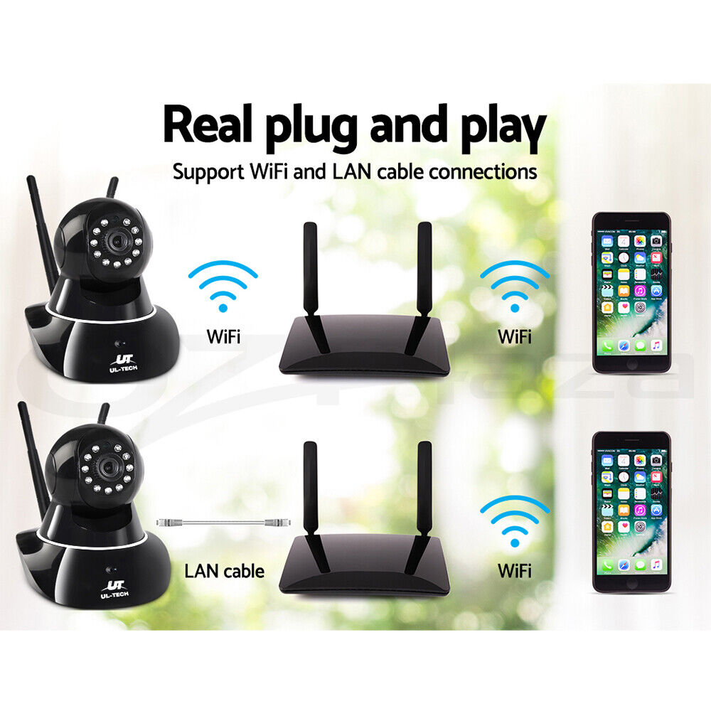 UL-tech 1080P Wireless IP Camera Security WIFI Cam Black