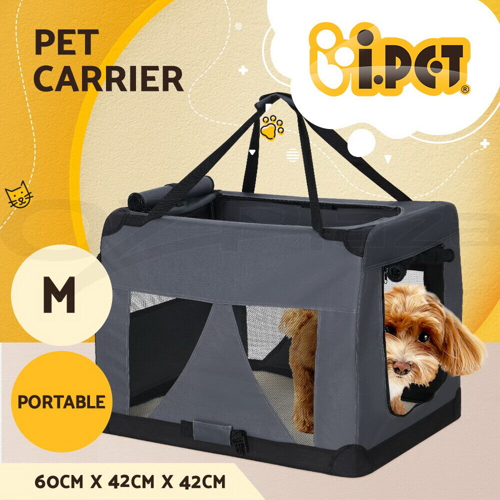 i.Pet Pet Carrier Soft Crate Dog Cat Travel Portable Cage Kennel Foldable Car M