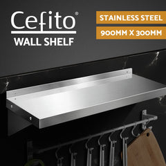 Cefito 900mm Stainless Steel Kitchen Wall Shelf Mounted Rack