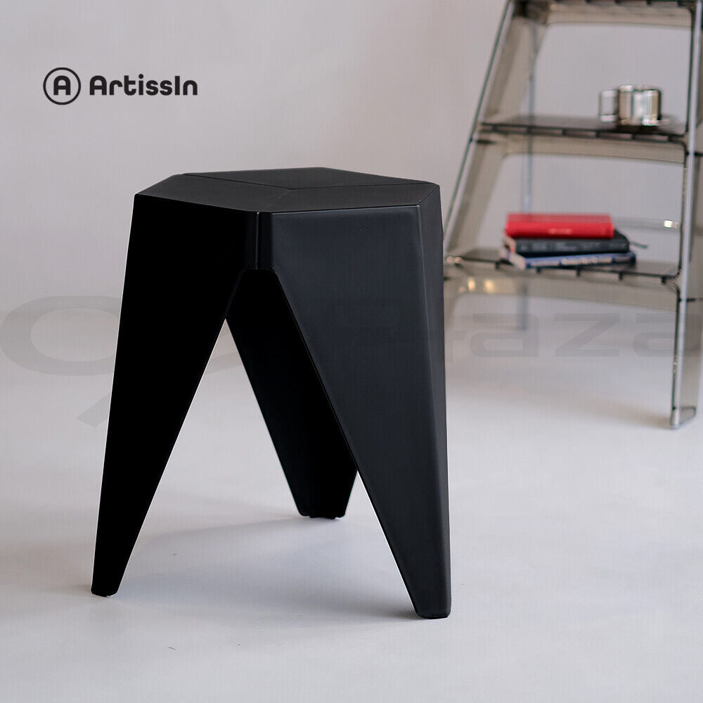 ArtissIn 2x Bar Stools Puzzle Plastic Foot Stool Black