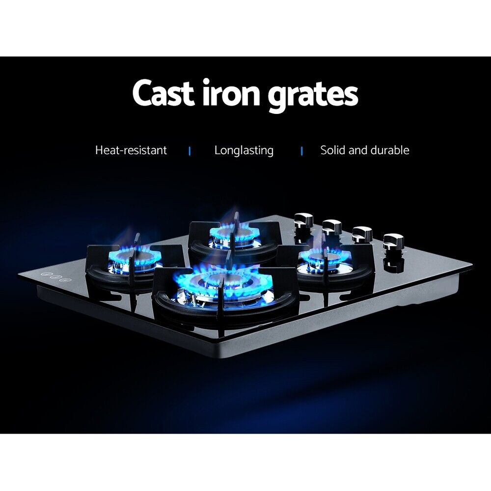 Devanti Gas Cooktop 60cm Stove Hob Black