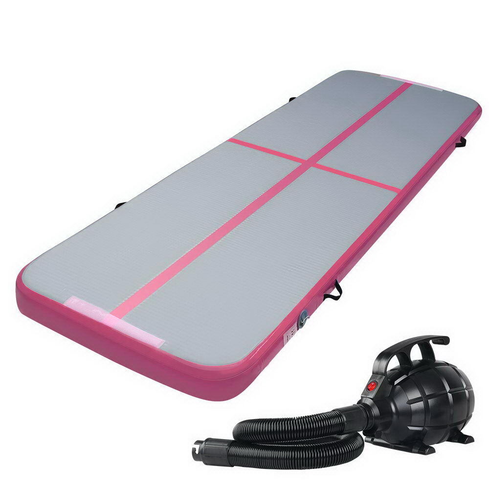 Everfit GoFun 3m x 1m Inflatable Air Track Mat with Pump Tumbling Gymnastics Pink