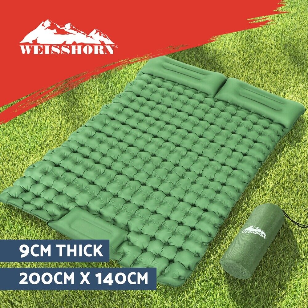 Weisshorn Self Inflating Mattress Camping Sleeping Mat Air Bed Pad Double Pillow