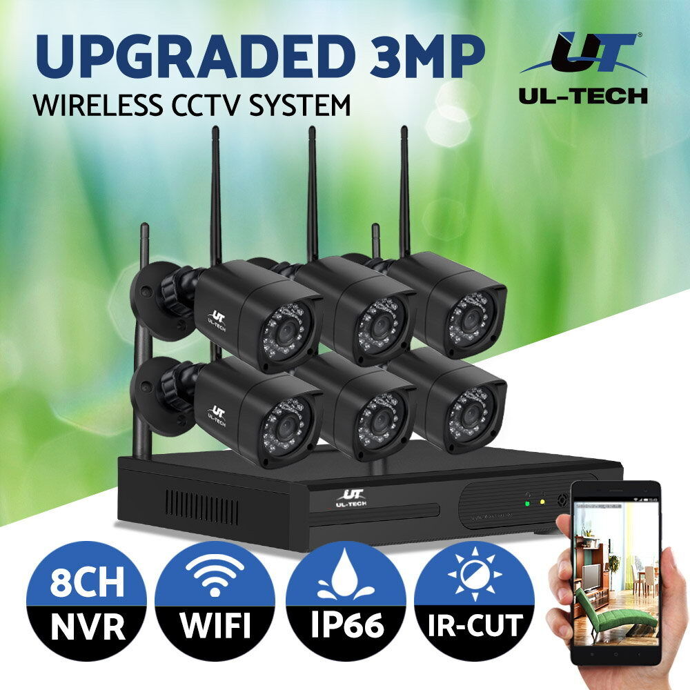 UL-tech CCTV Wireless Security System Home Camera Kit Outdoor IP WIFI 3MP 8CH