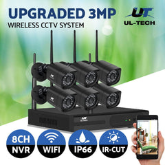 UL-tech CCTV Wireless Security System Home Camera Kit Outdoor IP WIFI 3MP 8CH