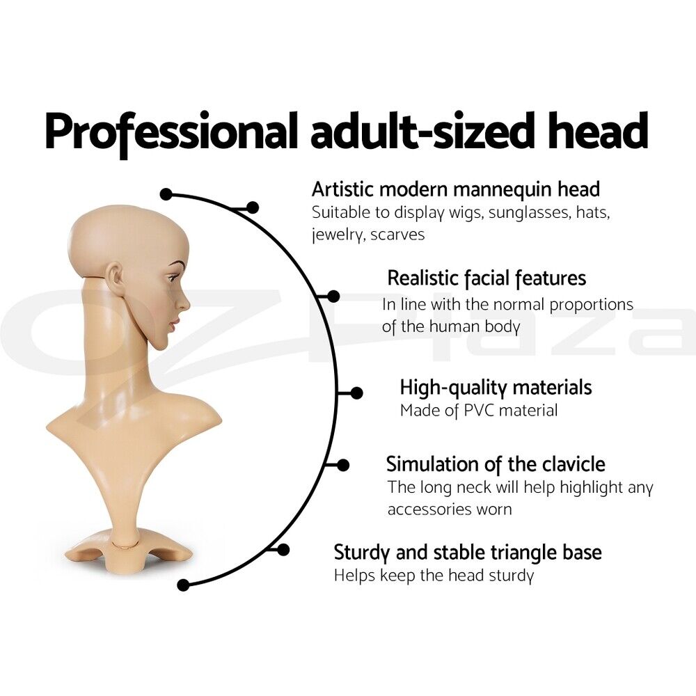 Embellir Female Mannequin Head Dummy Model Display Shop Stand Professional Use