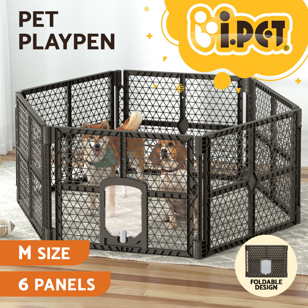 i.Pet Dog Playpen Enclosure 6 Panel Pet Fence Plastic Play Pen