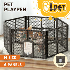 i.Pet Dog Playpen Enclosure 6 Panel Pet Fence Plastic Play Pen