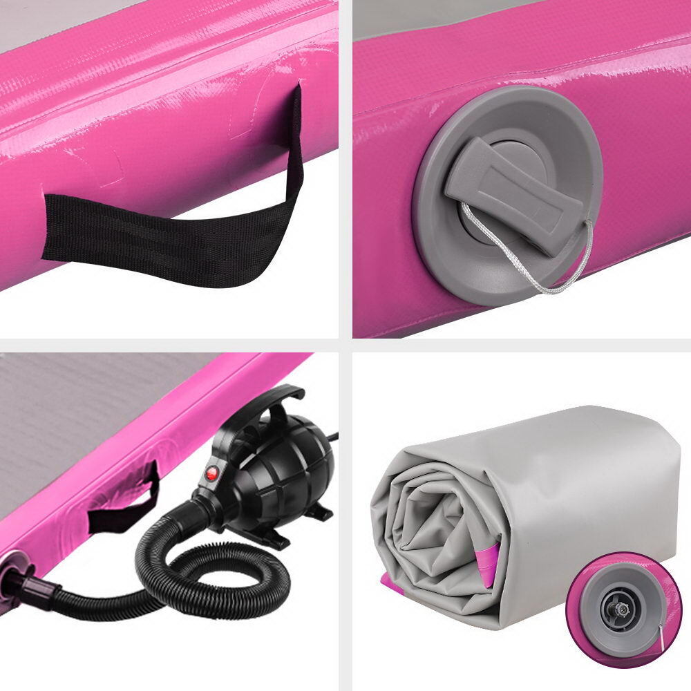 Everfit GoFun 3m x 1m Inflatable Air Track Mat with Pump Tumbling Gymnastics Pink