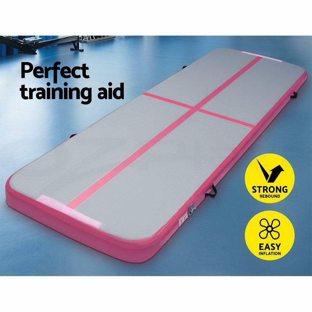 Everfit 3M Air Track Gymnastics Tumbling Exercise Yoga Mat Inflatable Pink