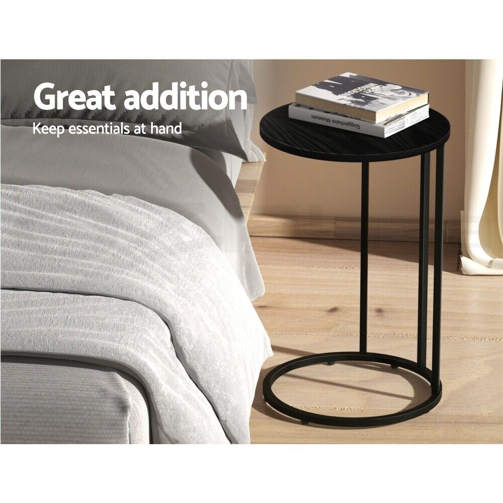 Artiss Coffee Table Side Table Round Black Martha