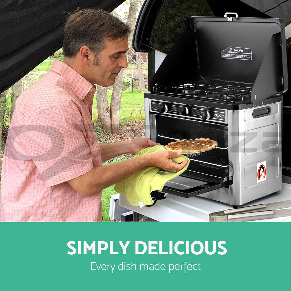 Devanti Portable Gas Oven LPG Silver