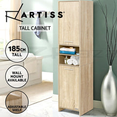 Artiss Bathroom Cabinet Storage Tallboy Furniture Tall Toilet Cupboard 185cm Oak