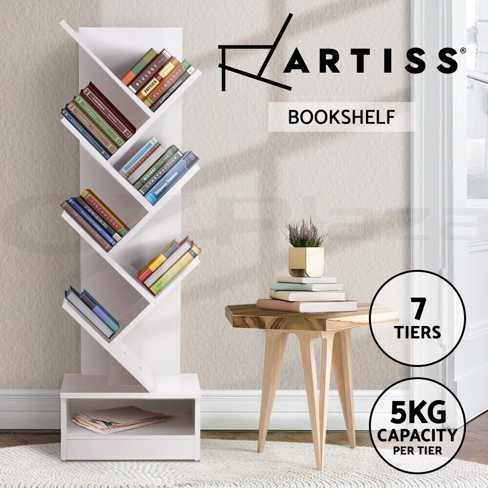 Artiss Tree Bookshelf 7 Tiers - ECHO White