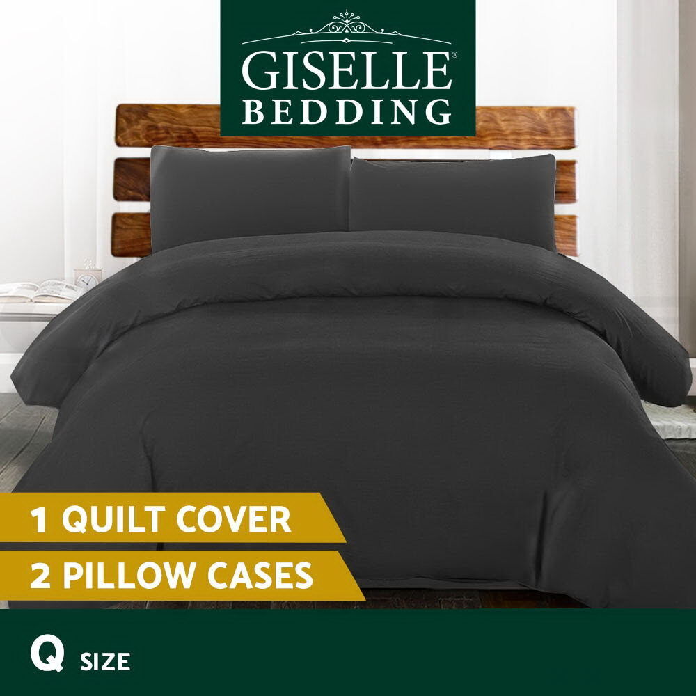 Giselle Bedding Quilt Cover Set Classic Black Queen