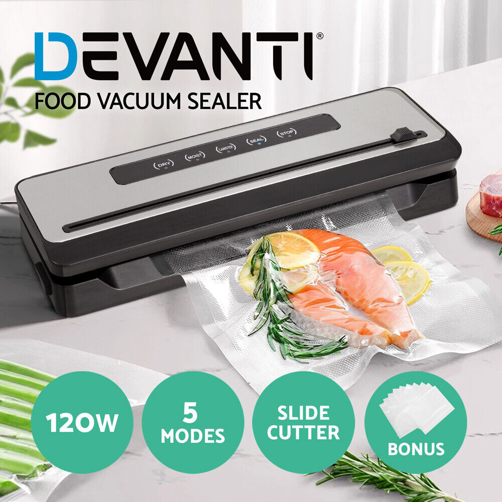 Devanti Food Vacuum Sealer Machine Fresh Storage Sealing Cutter Bags 5 Modes