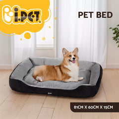 i.Pet Pet Bed Dog Cat Calming Soft Sleeping Comfy Plush Mat Cave Washable Black