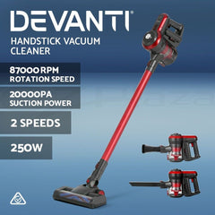 Devanti Handheld Vacuum Cleaner Brushless Cordless 250W Red