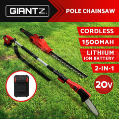 Giantz Chainsaw Trimmer Cordless Pole Chain Saw 20V 8inch Battery 2.7m Reach