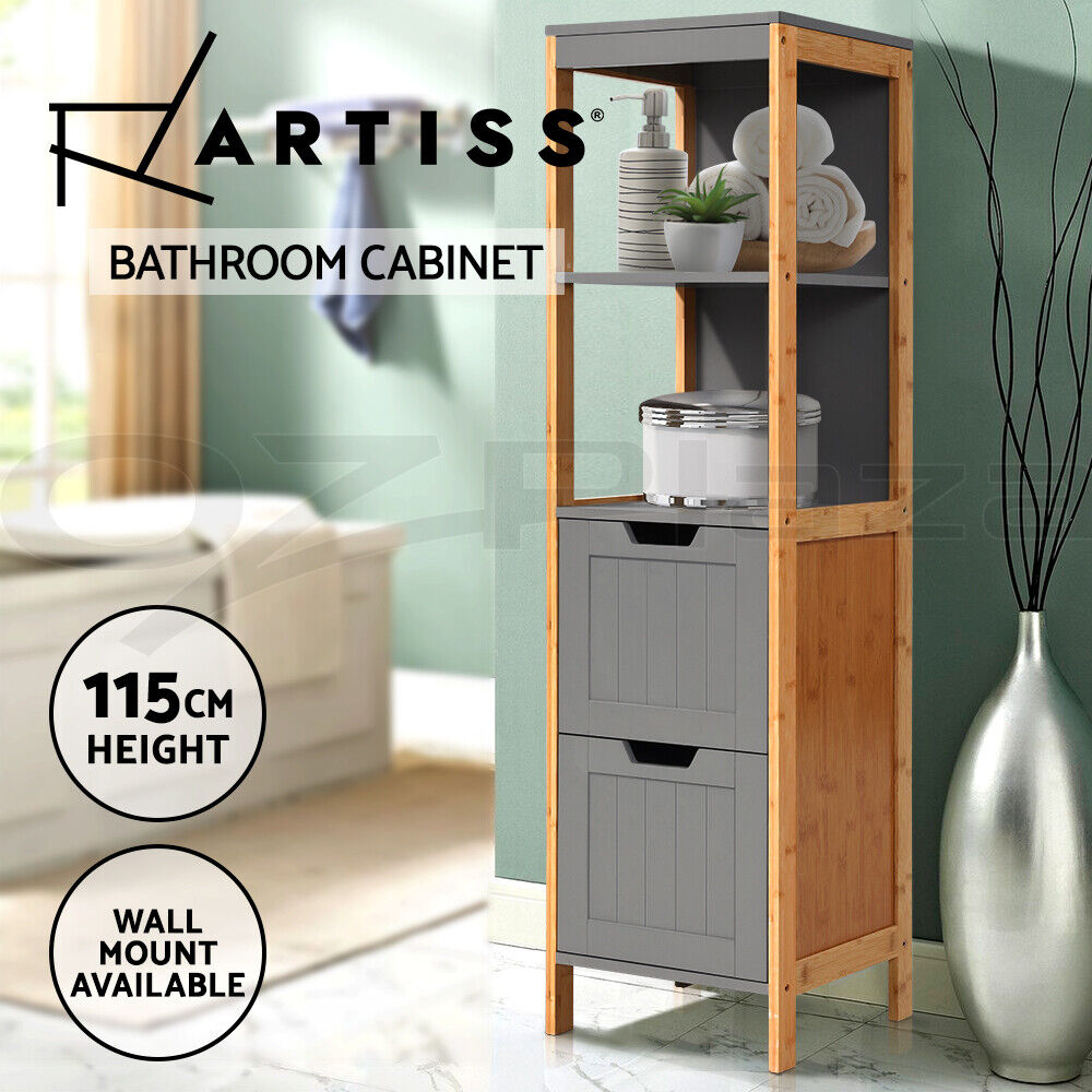 Artiss Bathroom Cabinet Tallboy Furniture Toilet Storage Laundry Cupboard 115cm