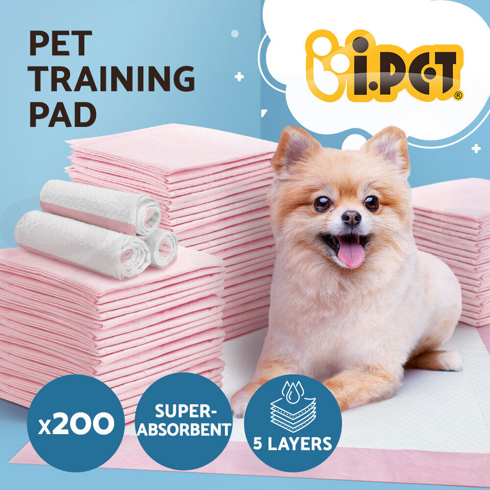 i.Pet Pet Training Pads 200pcs 60x60cm Puppy Dog Toilet Pee Indoor Super Absorbent Pink