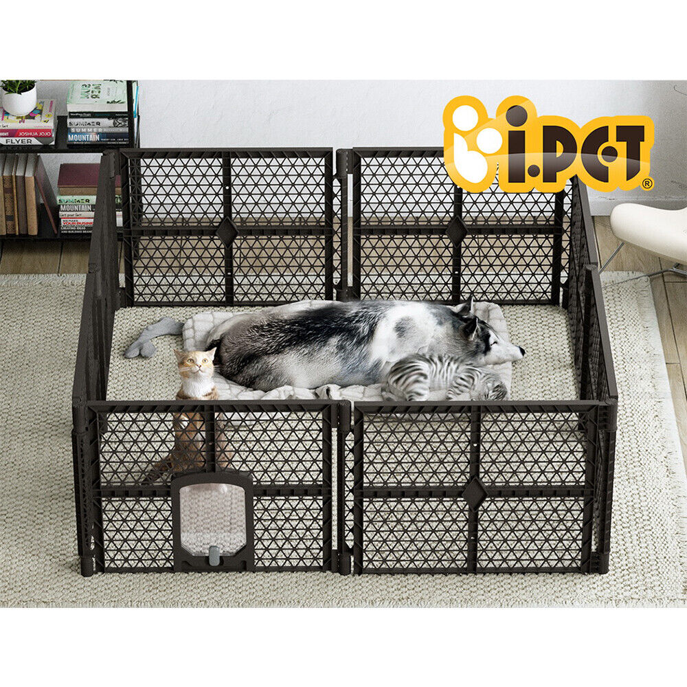 i.Pet Dog Playpen Enclosure 8 Panel Pet Fence Plastic Play Pen