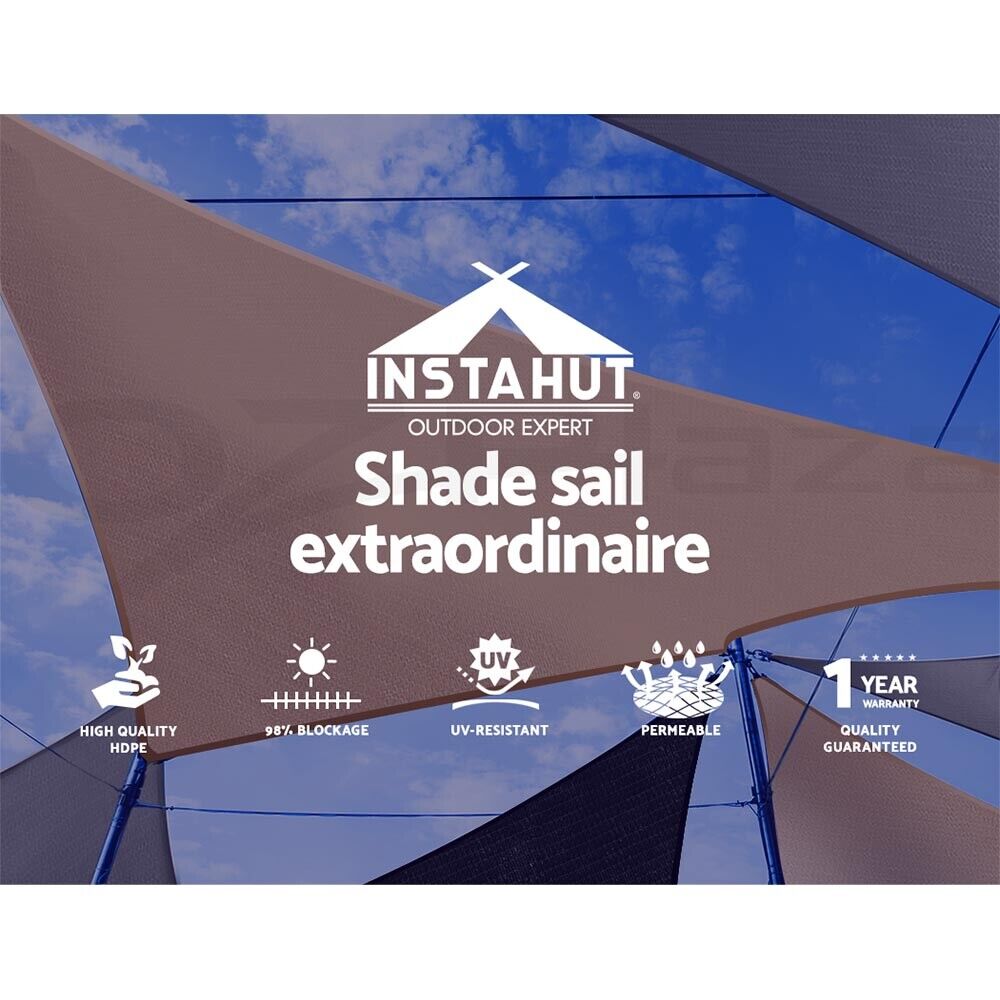 Instahut Shade Sail 5x6m Rectangle 280GSM 98% Sand Shade Cloth