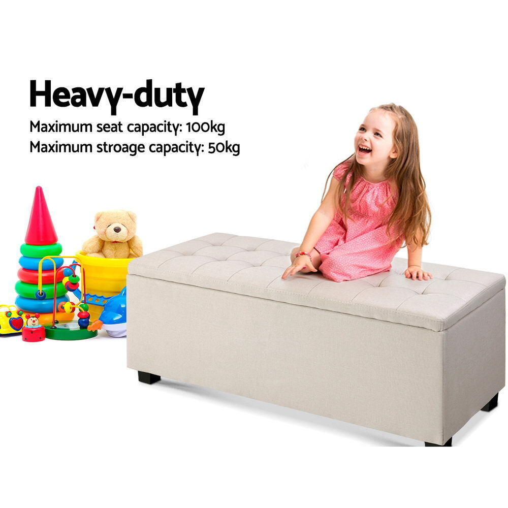 Artiss Storage Ottoman Blanket Box Large Seat Fabric Foot Stool Chest Toy Bed